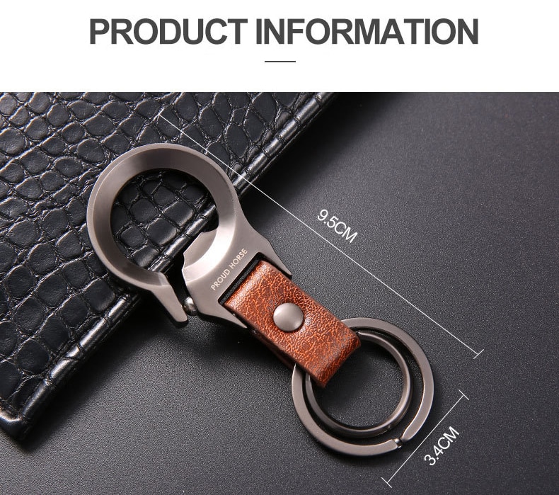 Metal Leather Combination Keychain Men's
