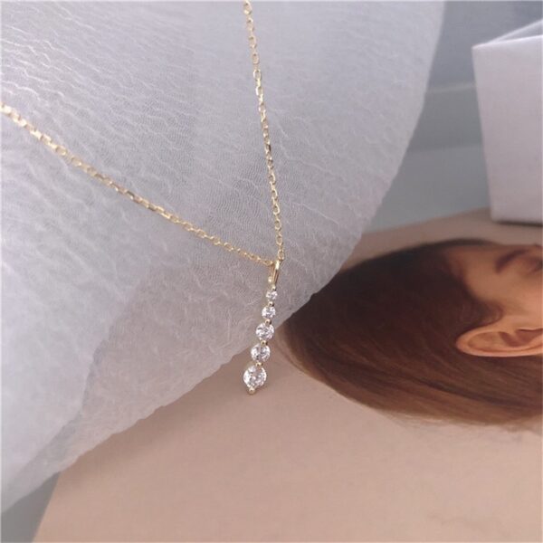 Crystal 5 Stone Drop Pendant Clavicle Chain Necklace 3