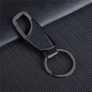 Leather Keychain Black Clasp Car Keyring Holder