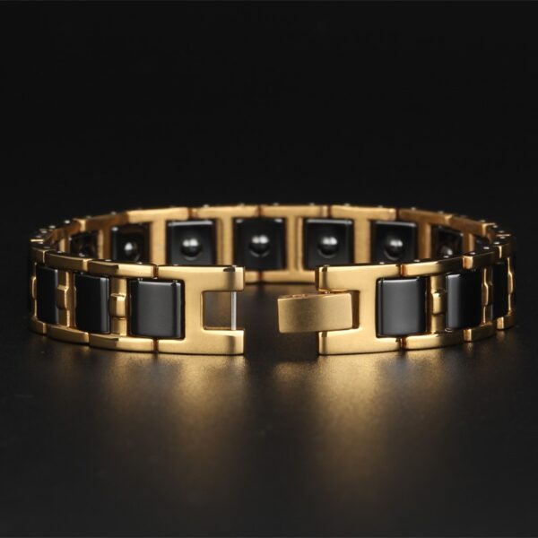 Golden Stainless Steel Magnetic Men's Healing Health Bracelet 2