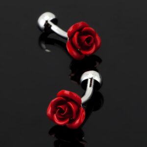 Fashion Red Rose Cufflinks