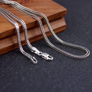 S925 Sterling Silver Foxtail Chain Necklace for Men