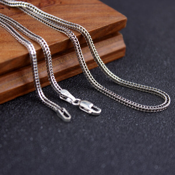 S925 Sterling Silver Foxtail Chain Necklace for Men