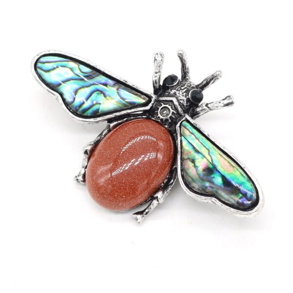 Gold Sand Stone bee brooch