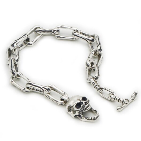 Mens 925 Sterling Silver Skull Bracelet 1