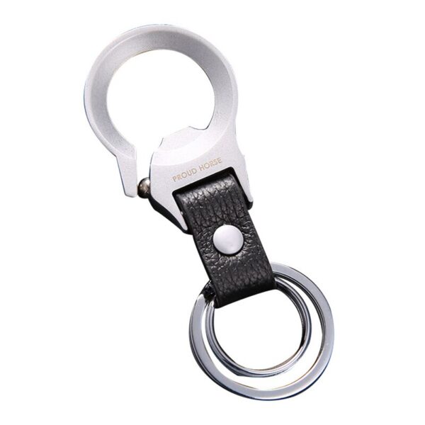 Metal Leather Combination Keychain Men's Waist Hanging Car Double Key Ring 6