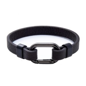 Black Leather Rope Charm Buckle Bracelet