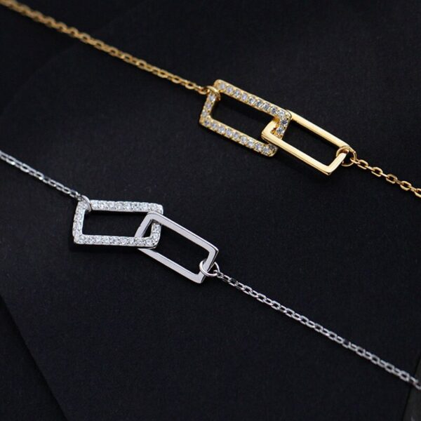 925 Sterling Simple Silver Double-Layer Square Pendant Necklace 6