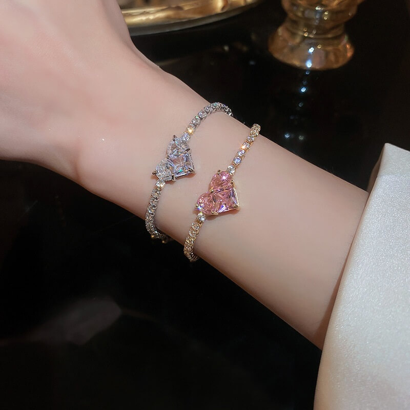 Korean Fashion Heart Bracelets Luxury Retro Gold Color Double