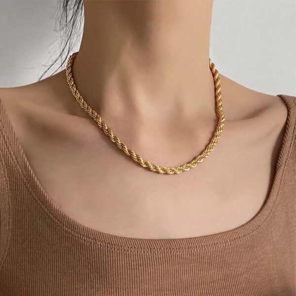 Simple Twisted Rope Chain Stainless Steel Necklace for Women Jewelry