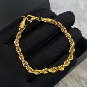 Stainless Steel Adjustable Twisted Rope Chain Bracelet 5mm