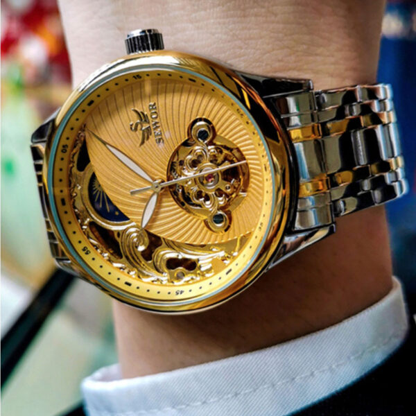 Gold Gold Tourbillon Skeleton Automatic Mechanical Watch
