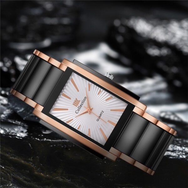 Luxury Stainless Steel Rectangle Casual Quartz Watch 3
