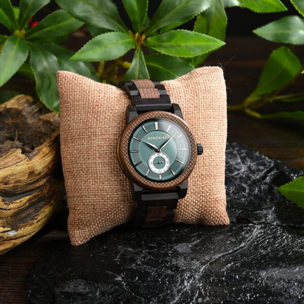 Handcrafted Men's Walnut and African Blackwood Wooden Watch 5