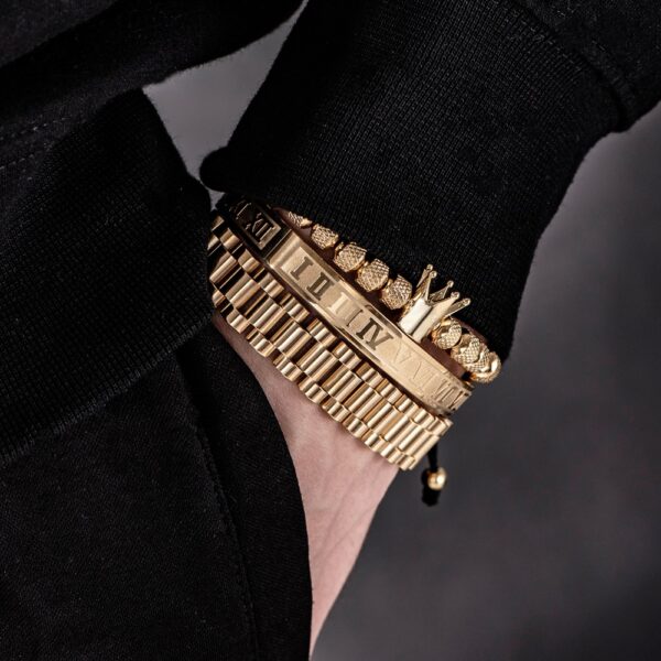 Watch Band Charm Crown Roman Bracelet Set