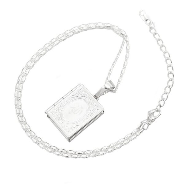 Silver Allah Quran With Photo Frame Pendant Necklace