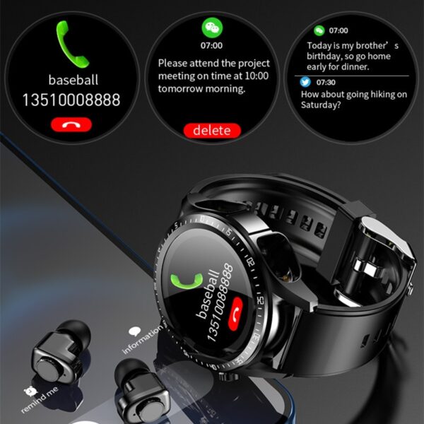2 in 1 Smart Watch With Built-in Bluetooth Earphones Multifunction 3