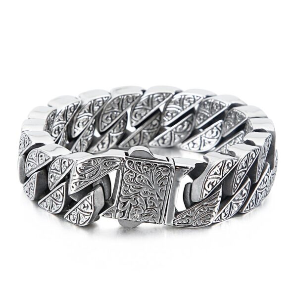 Silver heavy strong curb cuban chain bracelet