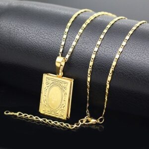 Allah Quran With Photo Frame Pendant Necklace
