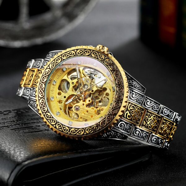 Royal Engraved Skeleton Automatic Mechanical Men's Watch