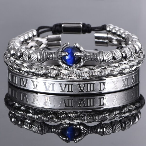 Silver Blue Tiger Eye Stone Cuff Bracelet