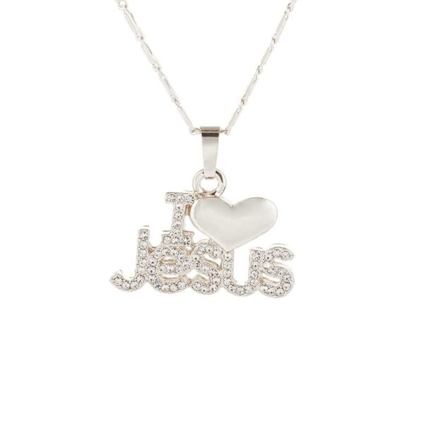 Silver I LOVE JESUS Pendant Necklace