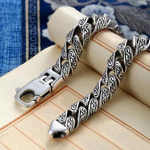 Totem Pattern S925 Silver Sterling Men's Bracelet 3