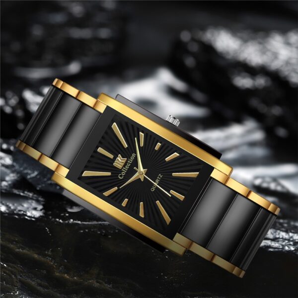 Luxury Stainless Steel Rectangle Casual Quartz Watch 1