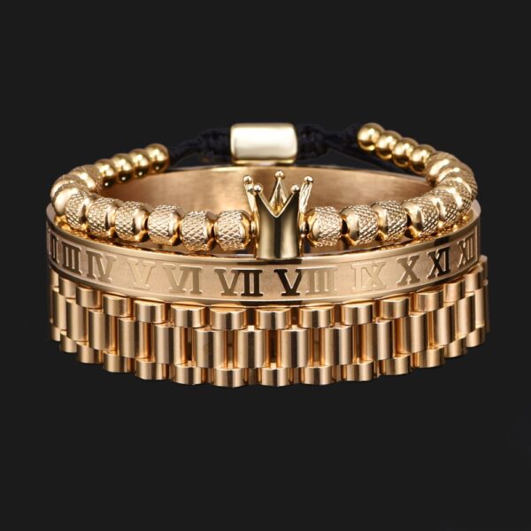 Watch Band Charm Crown Roman Bracelet Set 2
