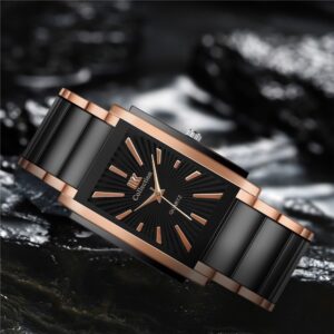 Luxury Stainless Steel Rectangle Casual Quartz Watch