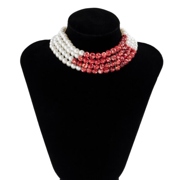 Vintage Red Multilayer Pearl Necklace 4