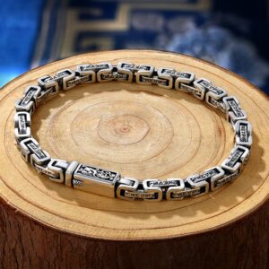 Men's Bracelet with Dragon Motif and Six-character Mantra