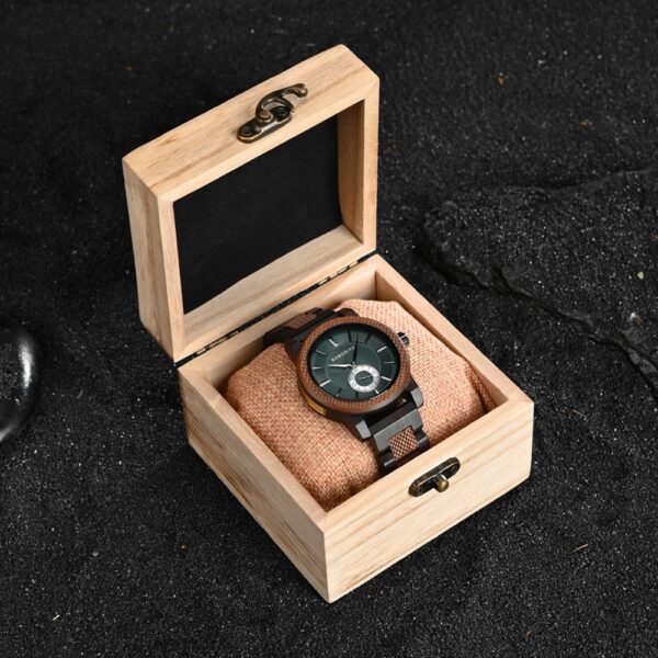 Handcrafted Men's Walnut and African Blackwood Wooden Watch 3