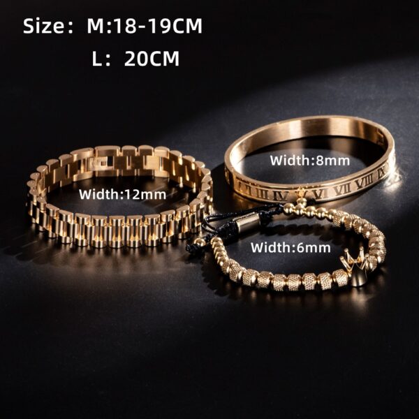 Watch Band Charm Crown Roman Bracelet Set Size