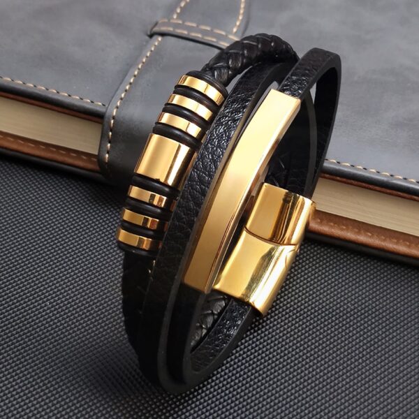 Multilayer Beaded Leather Charm Bracelet Men's Jewelry