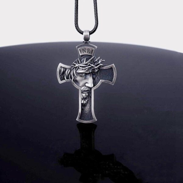 Jesus Christ Face Crucifix Cross Pendant Necklace 2