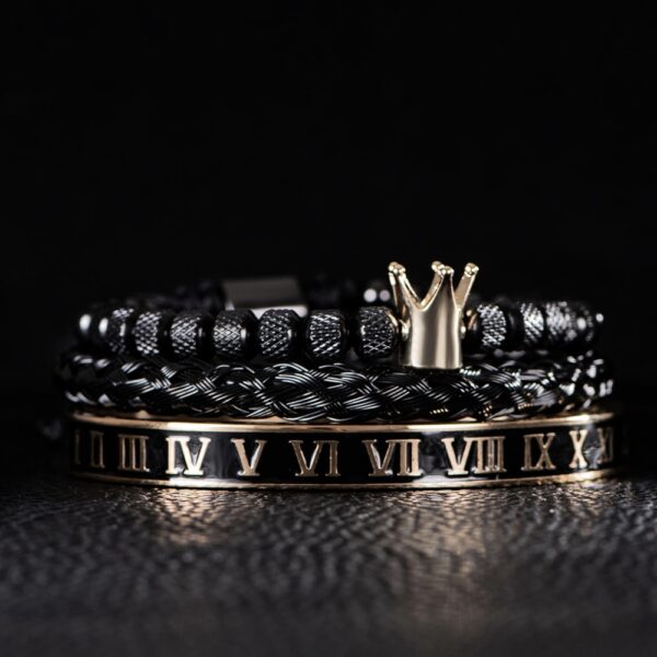 Luxury Roman Bracelet Royal Crown Charm Men Set 2