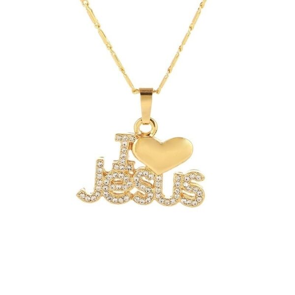 Gold I LOVE JESUS Pendant Necklace