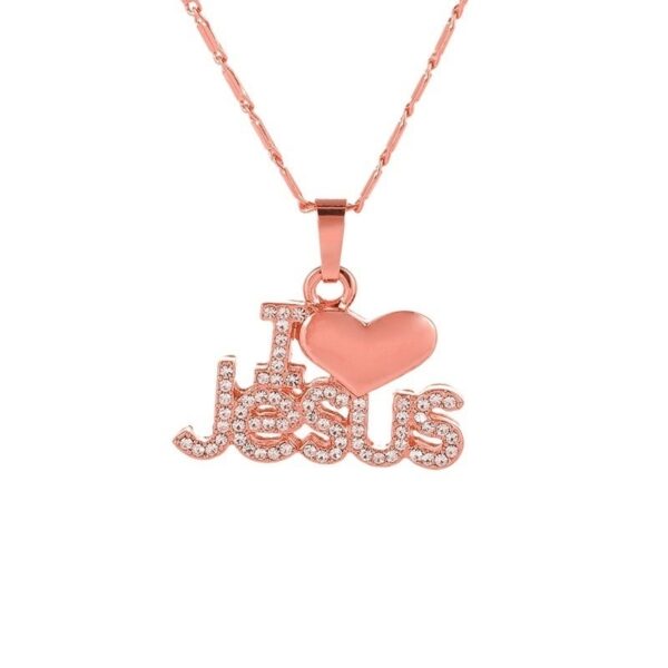 Rose Gold I LOVE JESUS Pendant Necklace