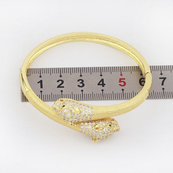 Fashion Metal Gold Plated Zircon Leopard Cuff Bracelet 4