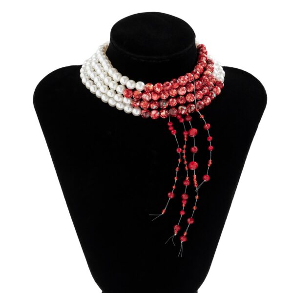 Vintage Red Multilayer Pearl Necklace