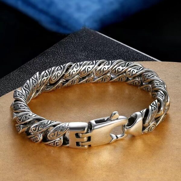Totem Pattern S925 Silver Sterling Men's Bracelet 2