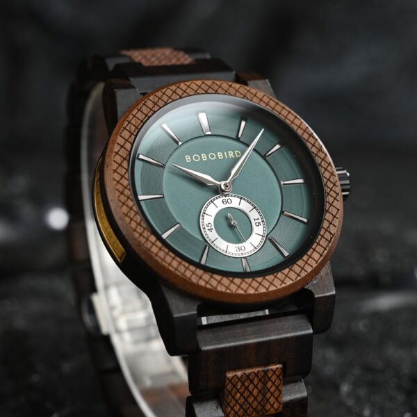 Handcrafted Men's Walnut and African Blackwood Wooden Watch