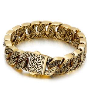 Gold heavy strong curb cuban chain bracelet