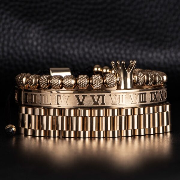 Watch Band Charm Crown Roman Bracelet Set 4