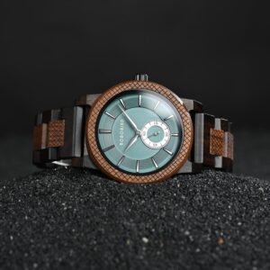 Handcrafted Men's Walnut and African Blackwood Wooden Watch 2