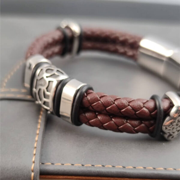 Irregularly Cracked Luxury Genuine Leather Braided Bracelet (2)