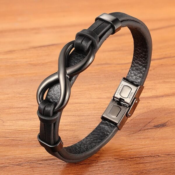 Men's Infinity Stainless Steel Leather Bracelet