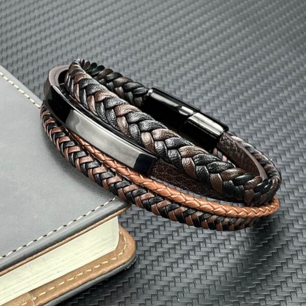 Men's Multi layer Leather Bracelet With Magnetic Clasp