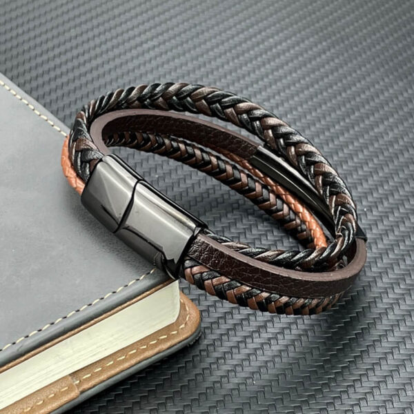 Multi layer Leather Bracelet With Magnetic Clasp